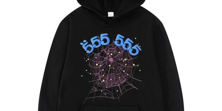 Sp5der 555555 Angel Number Men Black Hoodie